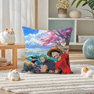 Bandai | One Piece Heart Pirates Anime Plush Pillow Cover Soft Short Plush Cushion Cover For Sofa Bedroom Home Decor Gift Decoration