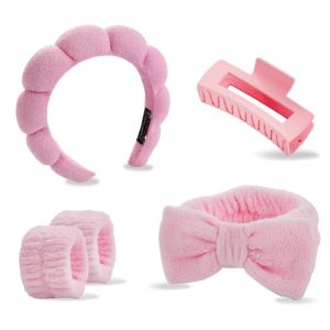 5PCS Spa Headbands and Bracelets Including Hairpins Face Wash and Skincare Headbands Waterproof Makeup Headbands