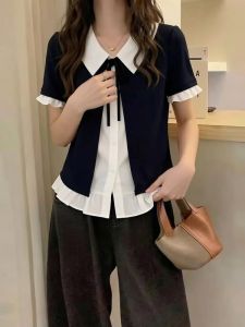 AIYITI | Elegant Fake Two-Piece Oversized Polo T-shirt