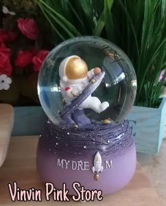 Kotak Musik / Snowball Astronot / Kado ultah anak unik / lampu warna warni /  Water Globe