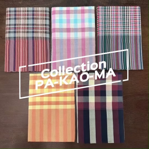 ผ้าขาวม้าบ้านไร่ "ไม่เย็บริม" ผ้าฝ้ายทอพิเศษ ขนาด 90X200 ซม. ตราช้างแดง ราชบุรี ชุดที่ 09