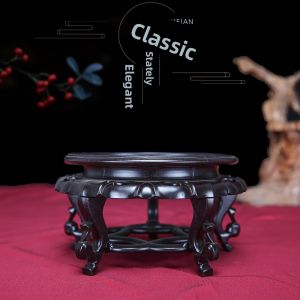 Bamboo-Imitated Flower Pot Base Round Wooden Support
