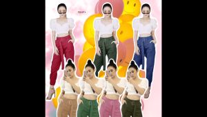 CC 7531 ชุดเข้าเซท ใส่เที่ยว ไปทะเล เสื้อครอปแขนตุ๊กตา + กางเกงขาจั้ม (ฟรีไซส์ M อก 34-38 เอว26-32 สพ36-40)