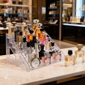1pc transparent ladder type buckle perfume desktop display shelf lipstick skin care products display shelf shop cosmetics shelf