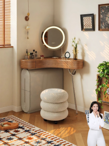 Pashaman | Corner Solid Wood Vanity and Storage Cabinet Table