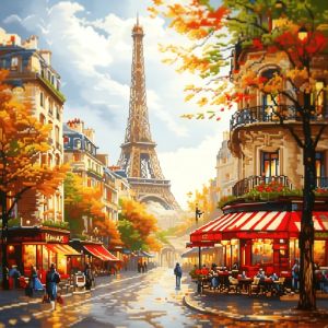 HUACAN 11CT Cross Stitch Kit City Street Lanndscape Embroidery Novelties Autumn Handicrafts Wall Decor DIY Set Counted Printed