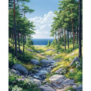 Frameless Modern Paint By Numbers for Adults Coloring By Numbers Forest Landscape Home Decors Gift Picture Drawing Paint Kit