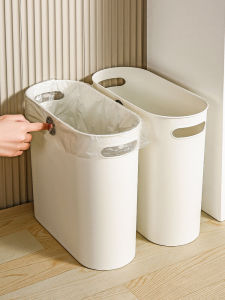 Home Use Simple Kitchen Bathroom Covered Small Size Living Room Flip Cover Toilet Special Narrow Space Trash Can Plastic Square Storage Bucket