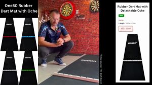 ONE80 Rubber Dart Mat/Carpet - Heavy Duty Rubber Floor Protection Dart Mat With Detachable Wood Oche