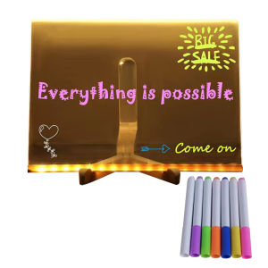 【New Arrival】 Stylish Acrylic Dry Erase Board with Light and 7 Colorful Markers for Classroom and Office Bright Whiteboard with Easy-to-Use Light Function