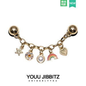New Fun Metal DIY Clog Shoe Decorations Rainbow Chain Link Accessories High-End Feelings Shoe Upper Adornments Hole Shoe Flowers