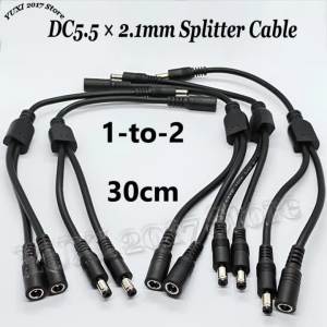 Cáp Chia Tín Hiệu DC5.5x2.1mm 30cm Dây Nguồn Giám Sát Một Ra Hai Dây Nối Dài 0.75mm² 18AWG Dùng Cho Thiết Bị Điện Tử