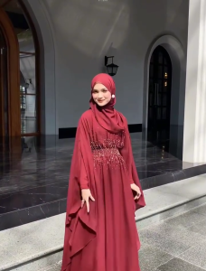 Gamis Dewasa Terbaru Layla Kaftan KF Ceruty Babydoll 2 Layer Variasi Payet M L XL XXL 3XL Dress Set Outer Wanita Simple Elegan Baju Muslimah Syari Panjang Ootd Hijab Remaja Kekinian Warna Mahogany Burgundy Soft Purple Olive Silver Hitam