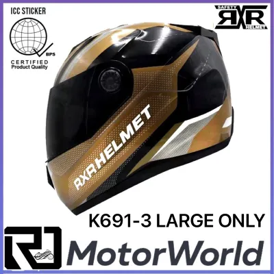 RXR K691-3 Motorcycle Full Face Helmet with ICC (BPS) Large Only Washable