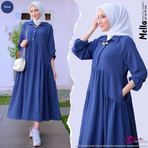 Midi Dress Mella Bahan Crinkle Airflow Premium Busana Muslimah Basic