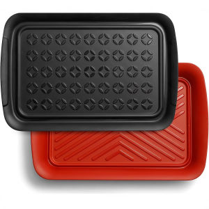 Non-slip Melamine Barbecue Striped Rectangular Fruit Plate