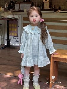 Girly Plaid Dress with Peter Pan Collar for Toddler