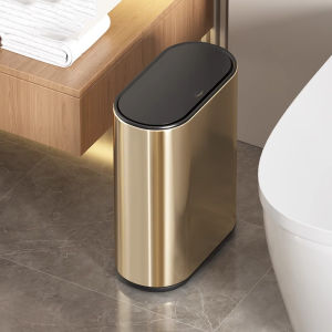 champagne gold press type trash can made of stainless steel material waterproof and rust proof suitable for bathrooms bedrooms offices