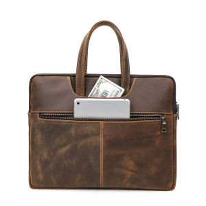 Hiram กระเป๋าเอกสารกระเป๋าแล็ปท็อป100% รองเท้าผู้ชายหนังแท้สำหรับ Macbook Pro 13 14 15 16ความจุมากคอมพิวเตอร์โน้ตบุ๊กลำลองผู้ชาย