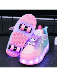 Girls Quad Roller Skates Flashing Light Adjustable Wheels 2025 New Spring Childrens Walking Shoes Girls Skate Shoes