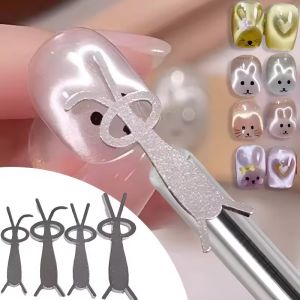 4Pcs/Set New Rabbit Bear Cat Eye Magnet Stick Set Nail Art Tools Small Iron Piece Magnet Stick For Magnetic Polish Effects Nail 