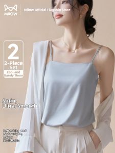 MiiOW | Strap Tank Top Outerwear Breathable Silk Finish One-Shoulder Back Beauty