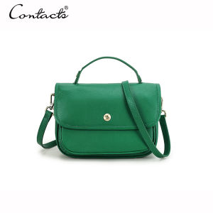 CONTACTS Women Luxury Crossbody Bag Genuine Leather Fashion Solid Color Shoulder Bag for Female Designer Messenger Tote Handbag