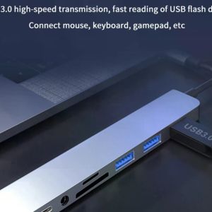 EELHOE | 8 In 1 USB Type C HUB Docking Station With 3.5mm Audio Jack Adapter Micro TF  Card Reader For  Laptops Tablet Phone