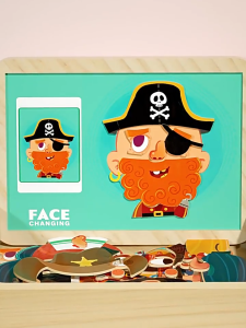 NIKO Magnetic Face Changing Puzzle Wooden Toys Early Educational Learning Toys Jigsaw Board Toys Montessori Toys For Kids Boys Girls Birthday Gifts