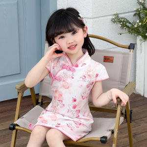 ชุดเด็กผู้หญิงสไตล์จีนฤดูร้อนผ้าฝ้าย ชุดการแสดง เสื้อผ้าฮันฟู่ ชุดเด็กตัวเล็ก ชุดเด็กกลางวัย ชุดเด็กโต