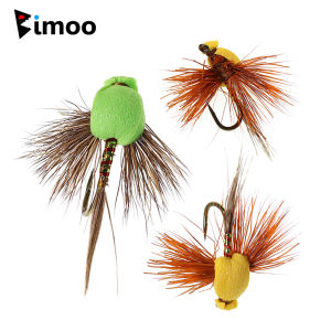 Bimoo 6PCS #12 #14 Natural Deer Hair Foam Dry Flies Artificial Pheasant Tail Floating Insect Bait Trout Bass Fishing Fly Lures