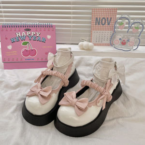 IELGY รองเท้าโลฟเฟอร์ผู้หญิงรองเท้าผู้หญิงสีดำนิ้วเท้าทรงกลมเรียบๆน่ารักเรียบง่ายรองเท้าหนัง Mary Jane