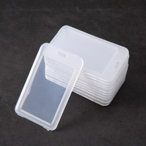 JCAC 10pcs Clear Candy Color ID Card Holder Student Bus Pass Access Badge Sleeve