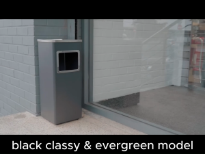 20 Ltrs Square Electro-Plated Steel Standing Bin C/W Ashtray and Leakproof Plastic Inner Bin