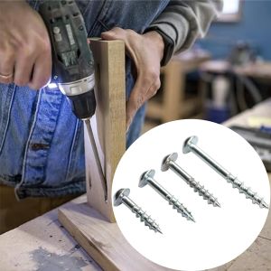 สกรูหัวแฉกแบบเจาะรูเฉียง 100 ชิ้น ชุบสังกะสี สำหรับงานไม้ ใช้กับเครื่องเจาะรูแบบพ็อกเก็ตโฮล