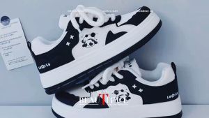 Shoe-Mosaic  รองเท้าแต่งกายแบบบันเทิง สำหรับผู้หญิง ครั้งใหม่ปี 2024 สไตล์เกาหลี รองเท้าแบนความสูง สีแบบผสม สำหรับนักเรียน สำหรับกีฬา A020