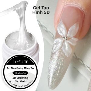 Gel Vẽ Móng LILYCUTE 8ml Màu Trắng Ngọc Trai 5D Không Dính Dùng Để Tạo Hình Điêu Khắc Làm Móng Tẩy Được Dành Cho Thiết Kế Nail Art