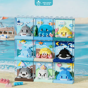 Marine Animal Building Blocks Small Particle Assembly Kids Puzzle Dolphin Blue Whale Display Box Decoration Student Sharing Gifts