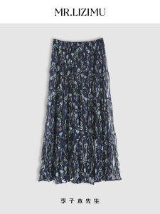 กระโปรงทรงเอเอวสูงลายดอกไม้สำหรับผู้หญิง ทรงหลวม ทรงเข้ารูป เดรสยาวปานกลาง สไตล์ฤดูร้อน 2025 กระโปรงสั้นทรงเอแบบใหม่