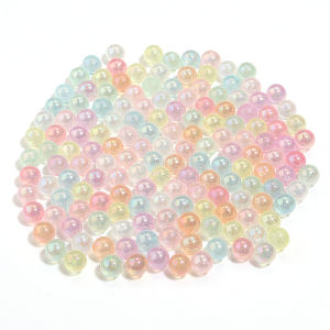100-200pcs 6 8 10mm Plated Color Acrylic Round Beads Imitation Pearl No Hole Loose Beads For DIY Jewelry Making Bracelet Decor