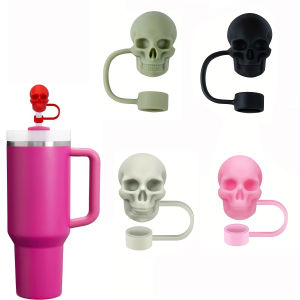 Skull Silicone Straw Covers Cap Tumblers Cup Accessories Reusable Dust-Proof Spill-Proof Plug Stopper For Stanley Water Bottle