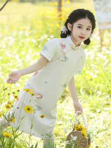 Girls Cheongsam Summer Thin New Version Improved Chinese Style Childrens Cheongsam Dress Kids Fashion Summer Clothing
