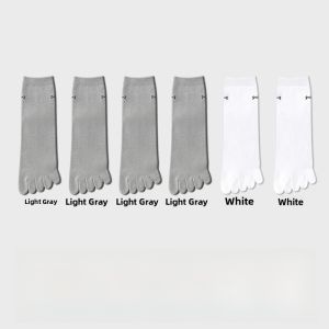 Miiow | Mens Pure Cotton Five-Finger Socks Breathable Mid-Calf Summer Anti-Odor Anti-Fungal Thin Cotton Sports Socks For Spring Summer