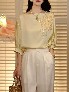 QINGNAER | Elegant Heavy Embroidery Blouse