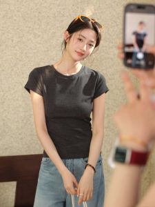 Vintage Retro Round Neck Straight Shoulder Short Sleeve T-Shirt