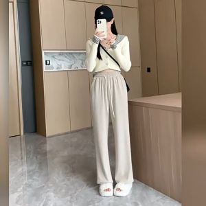 ⚡Port⚡  2025 NEW Casual Pants Smiling Face Drawstring Wide Leg Pants High Waist Straight Leg Pants Women