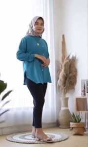 KEMEJA WANITA JUMBO CRINKLE AIR FLOW LENGAN PANJANG KEKINIAN 2024