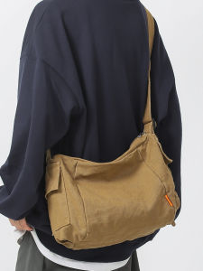 Japanese Style Vintage Canvas Bag Mens Messenger Bag Trendy Fashion Casual Backpack Shoulder Bag College Student Simple Messenger Bag