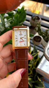[BẢO TÍN] ĐỒNG HỒ NAM ORIENT MẶT CHỮ NHẬT DÂY DA NÂU SIZE 30 x 34MM KÍNH SAPPHIRE CHỐNG XƯỚC