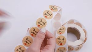 500pcs/roll Stiker Label Thank you Handmade Kemasan Atau Hadiah